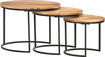 Immagine prodotto di Maison Exclusive - Set di 3 tavolini in legno massello di acacia