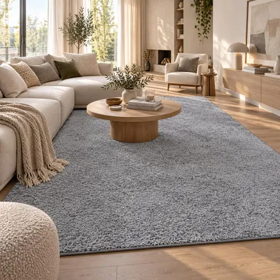 Produktbild von Hochflor Velours Teppich Mona Grau, Größe:100x400 cm