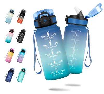 Produktbild von JAPORIA Trinkflasche 500ml, Wasserflasche mit Strohhalm, Auslaufsicher, Einhandö