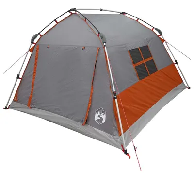 Image de vidaXL Tente de camping rapide, imperméable, pour 3 personnes, gris et orange