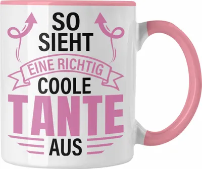 Produktbild von Trendation - Tante Geschenk Tasse Lustig So Sieht Eine Richtig Coole Tante Aus Geschenkidee Spruch (Rosa)