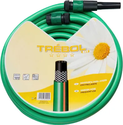 Image de Tuyau vert tressé Trebol 15 mm. rouleau de 25 mètres avec accessoires