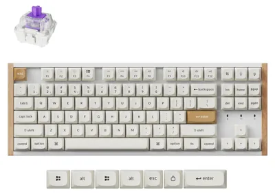 Productafbeelding van Keychron K8 HE Draadloos Mechanisch Toetsenbord, ANSI US, Speciale Editie, Wit / Gateron Double-Rail Magnetische Nebula Switch K8H-Q1