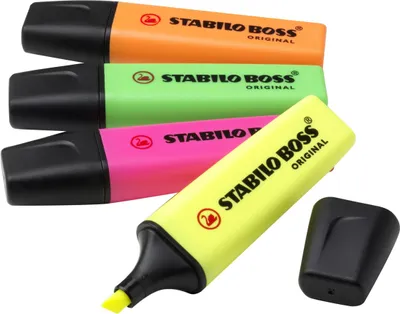 Zdjęcie produktu dla Zakreślacz - STABILO BOSS ORIGINAL - Zestaw 4 sztuk - żółty, pomarańczowy, zielony, różowy