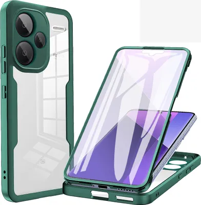 Image de Housse de protection pour Xiaomi Redmi Note 13 Pro+, Protection d'écran intégrée 360 degrés Housse de téléphone portable complète Vert