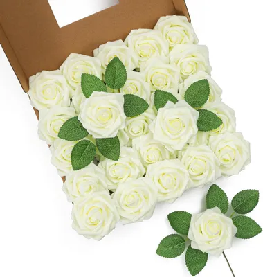 Produktbild von Kunstblumen Rosen 25 Stück, ivory, Real Touch Schaum, für Hochzeiten