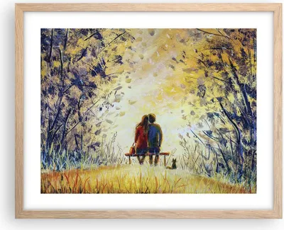 Produktbild von Gerahmtes Poster - Rahmen in heller Eiche - Liebhaber auf Bank - 50x40 cm - Wand Bild - Wanddeko - Wandbilder - Kunstposter - Wandposter - Bilderrahmen - Bilder - Kunstdruck - P2NAA50x40-4578