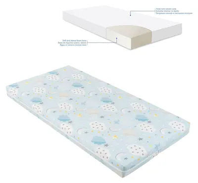 Produktbild von Kikkaboo Babybett Matratze Fantasia Plus 120 x 60cm Reißverschluss Baumwollbezug blau