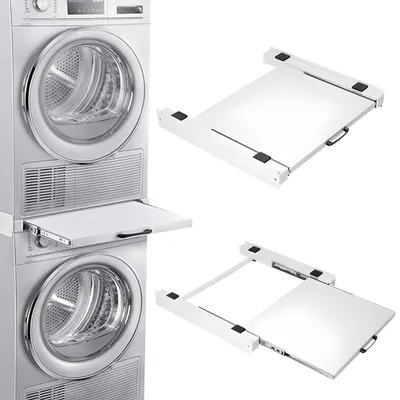 Produktbild von FIMEI Zwischenbaurahmen für Waschmaschine und Trockner 60 cm – Universal-Stapelbausatz mit Auszugplatte, Weiß
