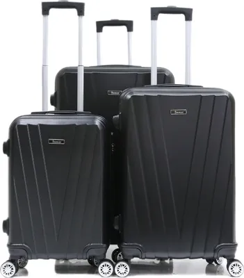Immagine prodotto di Valigia da viaggio 3 pezzi trolley a guscio duro Set di valigie Set di bagagli a mano Borsa da viaggio ABS-06 Nero