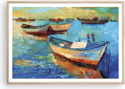 Produktbild von Gerahmtes Poster - Rahmen in heller Eiche - £ódŸ Hafen Bunt - 100x70 cm - Wand Bild - Wanddeko - Wandbilder - Wandposter - Bilderrahmen - Bilder - Kunstdruck - Wandbild - P2NAA100x70-4160
