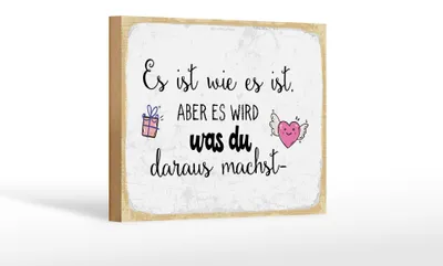 Produktbild von Holzschild Es ist wie es ist aber es wird was du, 30x20 cm, Holzschilder Spruch Glück Weisheit