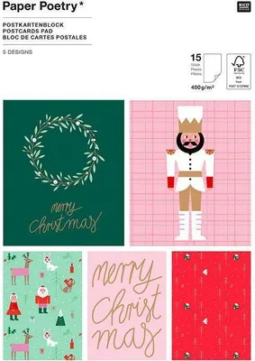 Produktbild von Postkartenblock - 15 Weihnachtsblätter