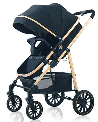 Produktbild von Babystuhl - Hochstuhl - Klappbar - Höhenverstellbar - 4 Rollen - Metallrahmen - Ohne Korb - Für 1–2 Jahre - Schwarz