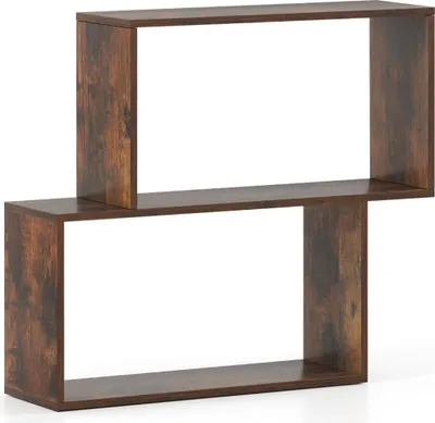 Immagine prodotto di Libreria geometrica in legno a 3 ripiani con ripiani a cubo, marrone