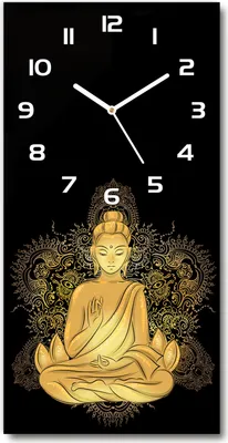 Produktbild von Wanduhr aus Glas – 30x60 cm - Glasbild - Glasuhr - Gehärtetes Glas -Buddha und Mandala