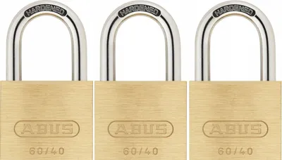 Produktbild von ABUS 60/40 Messing-Vorhängeschlösser 3 Stück Stahlbügel