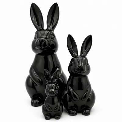 Produktbild von Keramik Hase sitzend Schwarz 30cm – Osterdeko Figur in 3 Größen – moderne Wohnraum Deko – Vorbestellung - Lieferbar ab 31.01