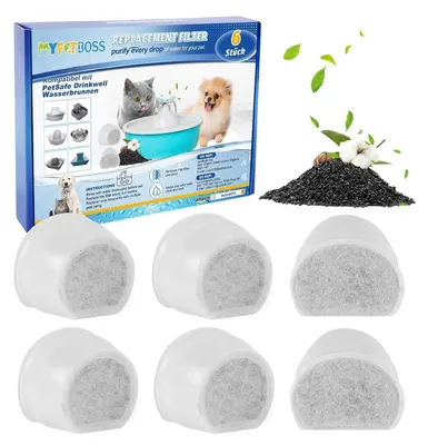 Productafbeelding van Vervangingsfilters voor drinkfonteinen, 6 stuks. Actieve koolfilters voor huisdierenfonteinen