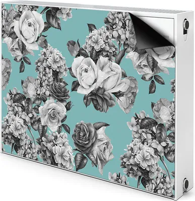 Produktbild von Magnet Heizung Verkleidung Abdeckung Heizung Heizkörperabdeckung 100x60 cm  - Schwarz und Weiß, Rosen