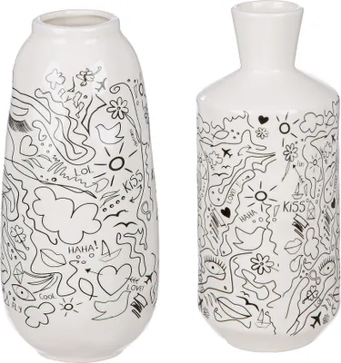Zdjęcie produktu dla Gilde Vase, "Modern Art", Einliniendesign, Porzellan, weiß, H. 20 cm, D. 9 cm 32774 4063387327746 2 Stück (2-fach sortiert)