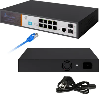 Produktbild von Extralink Netzwerk Switch PoE PoE+ 8 Ports Gigabit Ethernet Lan 1000 Mbps