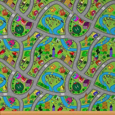 Produktbild von Handgezeichnete Spielmatte für Kinder, 2 Yards