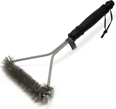 Image de Brosse à barbecue 30cm avec poils en acier inoxydable | Accessoires pour barbecue au charbon de bois, au gaz et électrique | Brosse de nettoyage BBQ pour chaque grille de barbecue | avec brosse métallique durable et robuste