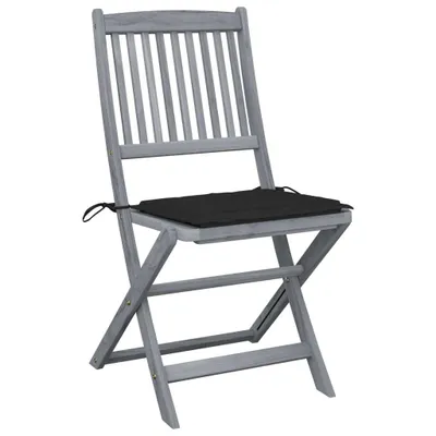 Zdjęcie produktu dla VidaXL 3065441, Taras, Obite siedzisko, Drewno akacjowe, Czarny, Poliester, 485 mm