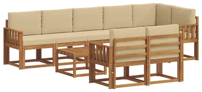 Zdjęcie produktu dla vidaXL Zestaw mebli ogrodowych, sofa i fotele, 9 sztuk, kolor naturalny i beżowy