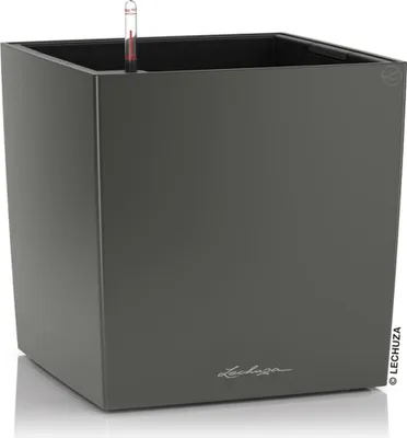 Zdjęcie produktu dla LECHUZA CUBE 40, Sadzarka w doniczce, Wolnostojący, Polipropylen (PP), Szary, Wewnętrzna, Czarny