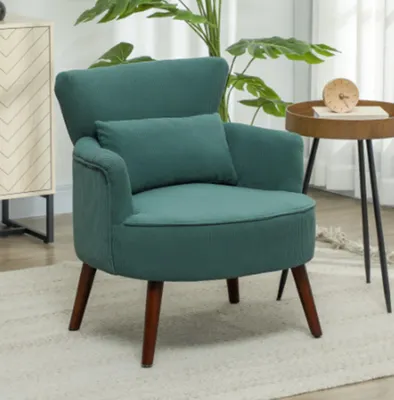 Produktbild von Sessel mit Rückenlehne, Relaxsessel abgerundeten Armlehnen,Holzbeine, für Schlafzimmer, Wohnzimmer