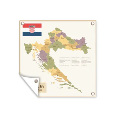 Obrázek produktu pro MuchoWow® Zahradní plakáty - Politická mapa Chorvatska - 50x50 cm - Zahradní dekorace