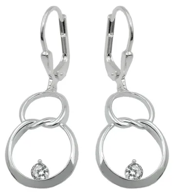 Produktbild von Paar Ohrringe Ohrhänger 36x13mm Doppelkreis 8 Acht mit Zirkonia 925 Silber