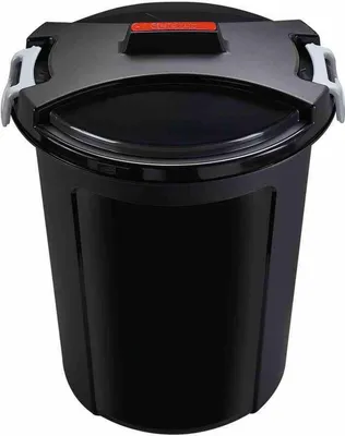 Image de Heidrun 146-3 Bac universel, rond, bac matriciel en plastique avec couvercle, hauteur 55 cm, Ø 48 cm, 46 l, noir