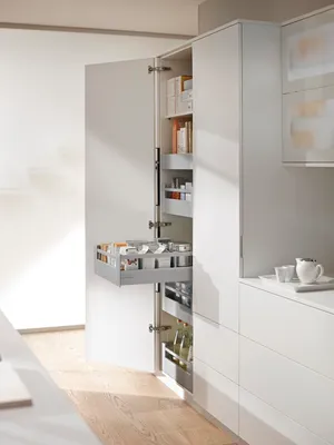Produktbild von Blum Space Tower Tandembox antaro Schubladen-Set | Mit Reling, 30kg NL500mm, KB 450mm | grau