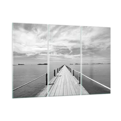Produktbild von Bilder auf glas - 3 Teile - Holz Brücke Meer - 105x70cm - Glasbilder - Wandbilder - Bilder - zum Aufhängen bereit - Wanddekoration aus Glas - Glas Bilder - Wandbild auf Glas - GCE105x70-4985