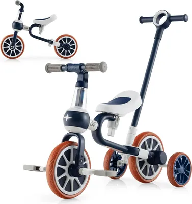 Produktbild von 4-in-1 Kinderdriewieler für Kleinkinder - Balancebike, Laufrad und Schiebewagen mit verstellbarem Schiebebügel