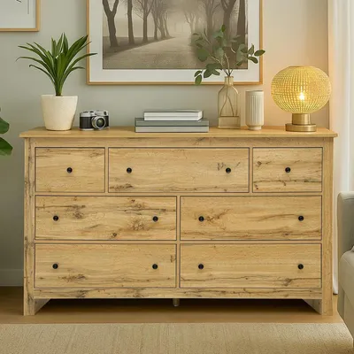 Obrázok produktu pre Komoda so 7 zásuvkami, rozmer 152x40x89 cm, farba dreva