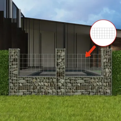Zdjęcie produktu dla Maison Exclusive - Kosz gabionowy w kształcie litery U, stal, 240 x 20 x 100 cm