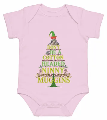 Productafbeelding van "Wees geen domoor" - Kerstboomelf, grappig babyrompertje, roze, maat 6/12 maanden