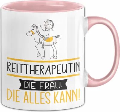 Produktbild von Reittherapeutin Geschenk Tasse Becher Die Frau Die Allen Kann Geschenkidee für eine Reittherapeutin Lustig (Rosa)