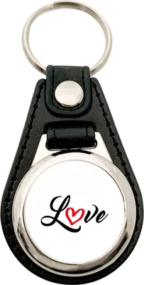 Produktbild von Huuraa Schlüsselanhänger Love Herz Hearth Metall mit Kunstleder Schlüsselring Einkaufswagenchip Geschenkidee
