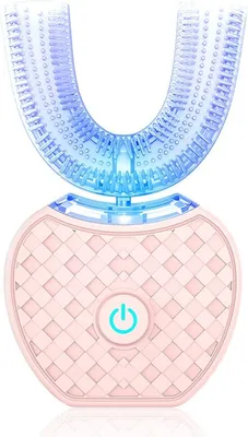 Produktbild von 360 Grad Intelligent Automatic Sonic Elektronische Zahnbürste USB Wiederaufladbare U-Form mit 4 Modi Timer Blaulicht Zahnpasta (Rosa)