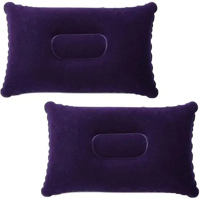 Zdjęcie produktu dla Uniqoos® Nadmuchiwana poduszka podróżna i poduszka kempingowa, ergonomiczna, kompaktowa (34 x 22,5 cm), przenośna, z miękkim, flockowanym pokrowcem – zapewnia wsparcie dla szyi, głowy i pleców