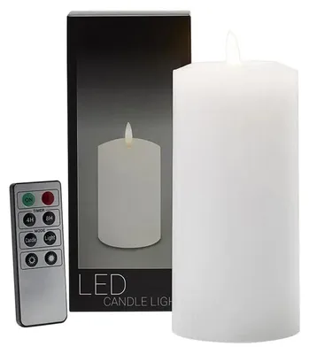 Productafbeelding van Branded LED-kaars, stompmodel, Ø 7,6 × 16 cm - Wit