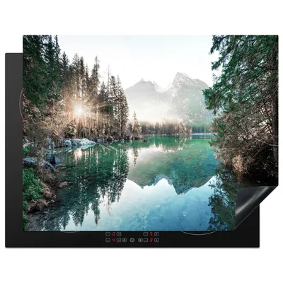 Produktbild von KitchenYeah© Herdabdeckplatte Natur - Bäume - Berge - See , 77x59cm, Küche Deko, Glaskeramikkochfeld Herdabdeckung, Abdeckplatte fùr Kochfeld