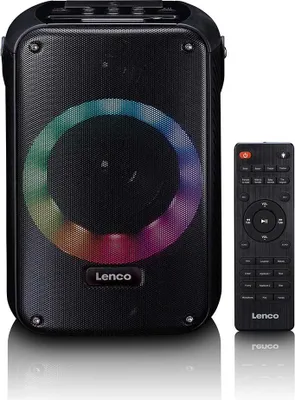 Produktbild von LENCO BTC-060BK - Karaoke-Set mit Bluetooth®, wiederaufladbarem Akku, drahtlosem Karaoke-Mikrofon und Disco-LED-Beleuchtung