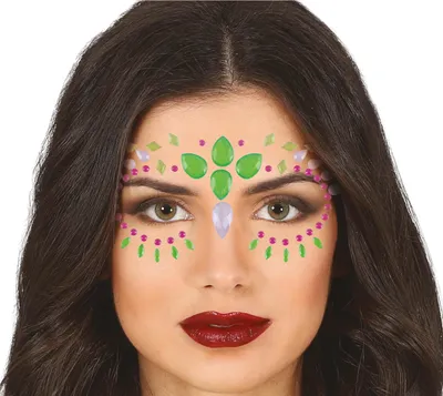 Obrázek produktu pro Šperky pro obličej Karneval Festival Party dekorace Neon Rhinestone Shine Glitter samolepky Karneval barevné dekorace Kreativní design, barva: vícebarevná