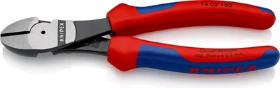 Produktbild von Knipex Kraftseitenschneider DIN ISO 5749 Länge 180mm schwarz atramentiert poliert 2K-Hüllen - 74 02 180 SB